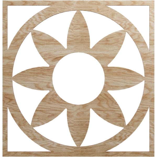 Ekena Millwork Blume Wood Fretwork Pierced Ceiling Medallion, Red Oak, 28"OD x 9 3/4"ID x 3/8"T CMWP28X28X0375BLRO - main